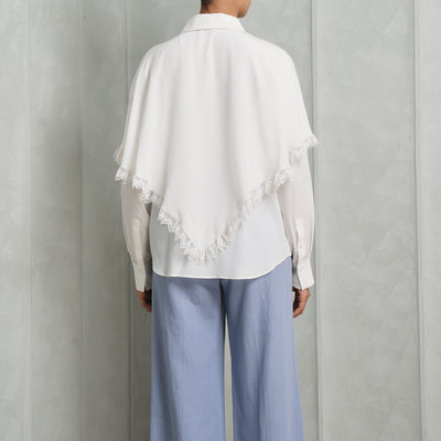 Chloé Cape Overlay Silk Blouse Overlapping Cape