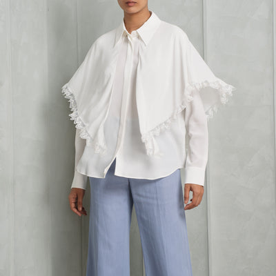 Chloé Cape Overlay Silk Blouse Long Sleeves