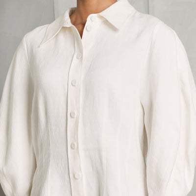 CHLOÉ white cotton balloon sleeve buttoned shirt