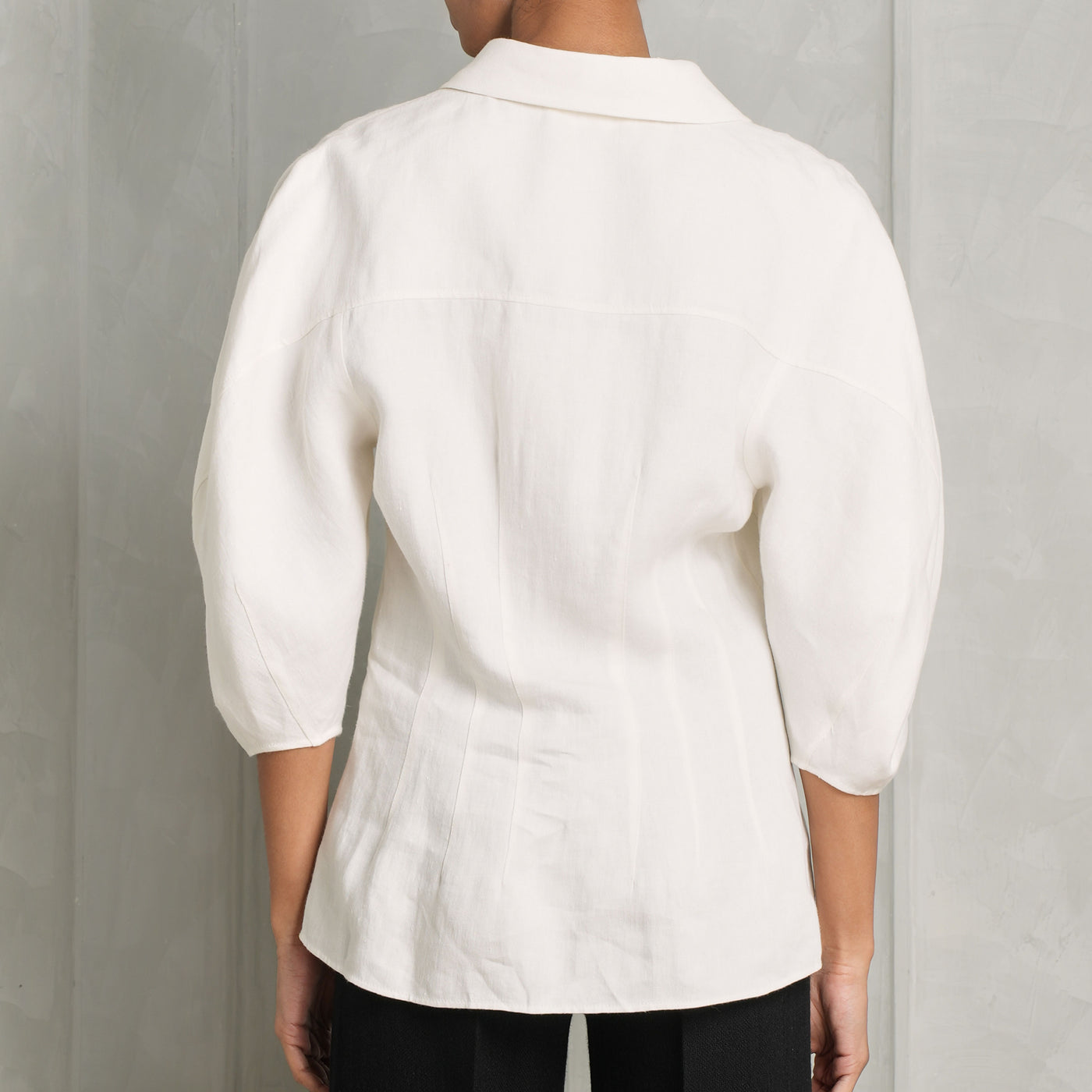 CHLOÉ white cotton long balloon sleeve buttoned shirt