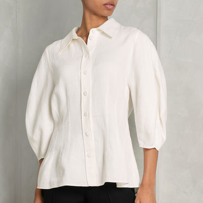 CHLOÉ white cotton balloon sleeve tailored shirt