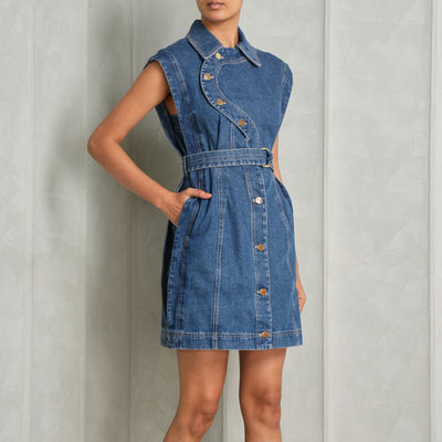 ACLER Glenfern Mini Dress denim shirt collared sleeveless buttons