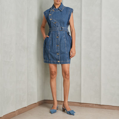 ACLER Glenfern Mini Dress denim shirt collared sleeveless 