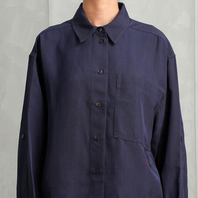 Victoria Beckham blue cropped path pocket shirt