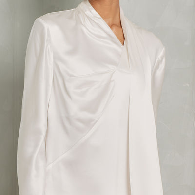 ACLER white satin scarf detail blouse