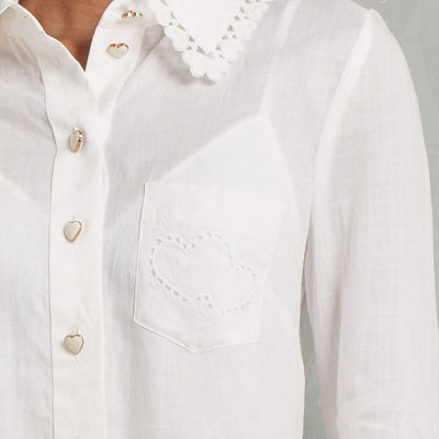 Crush Ramie Embroidered Shirt