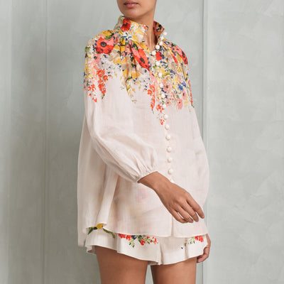 ZIMMERMANN buttoned white billow floral blouse