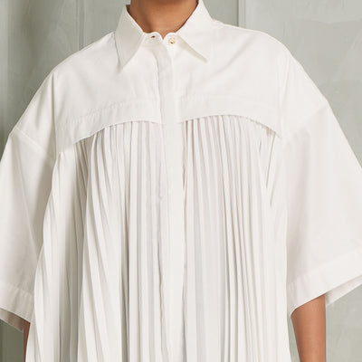 ACLER Halton Pleated shirt ivory cotton white fabric shirt pleats