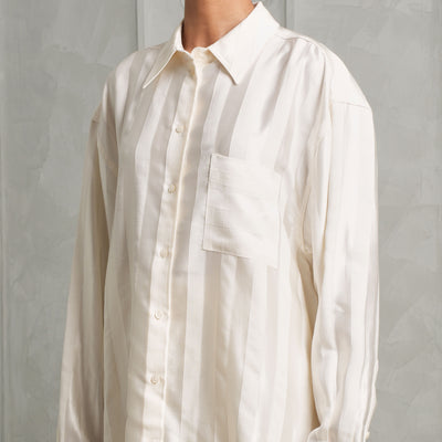LOULOU STUDIO White Grant Relaxed Shirt with collared neck