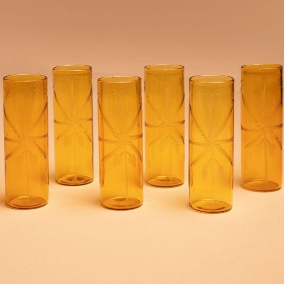 Yellow Palm Glass Set of Six