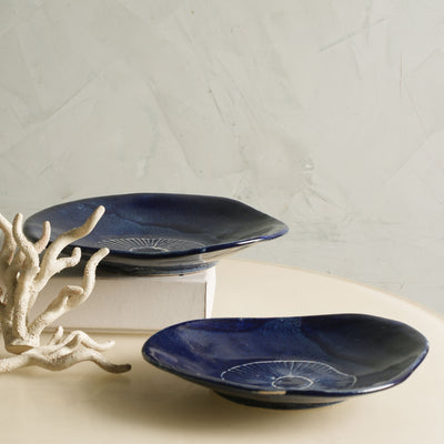 Japanese Blue Leaf Plates