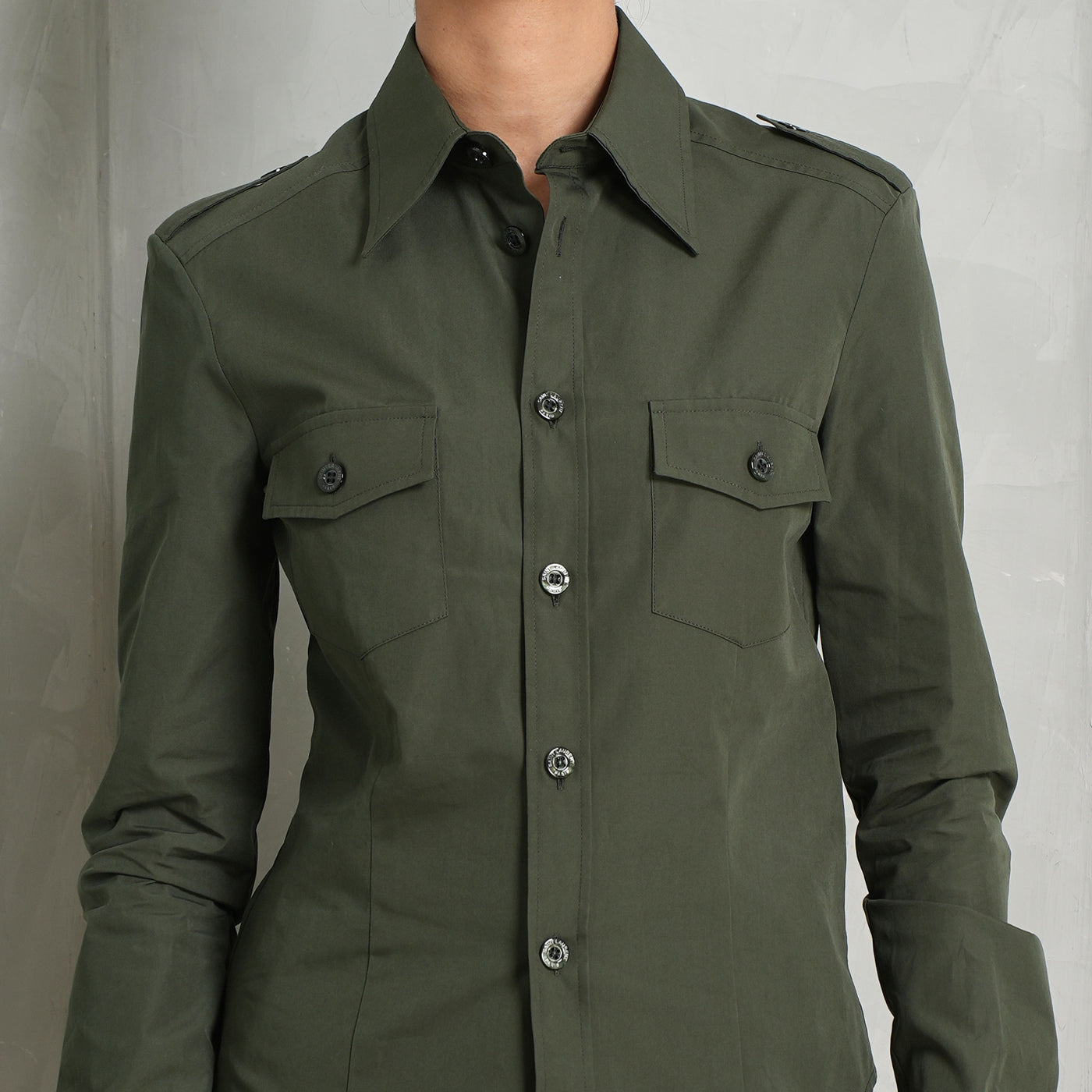 SAINT LAURENT  green uniform military shirts