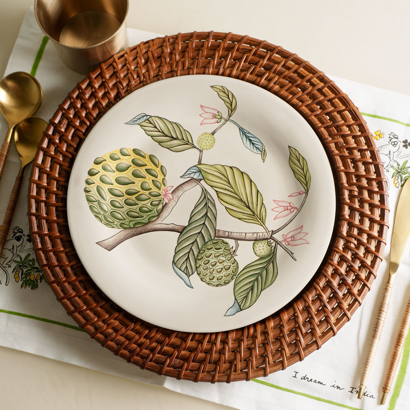 KHANOOM dinner plate sitafal sitafal print with refined white backdrop