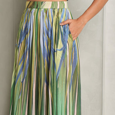 leaf printed multicolor chiffon pants elie saab