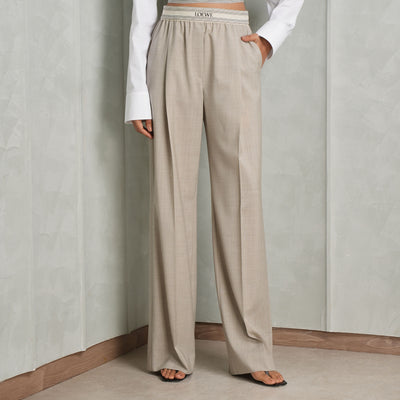 LOEWE Logo belted trousers light beige 