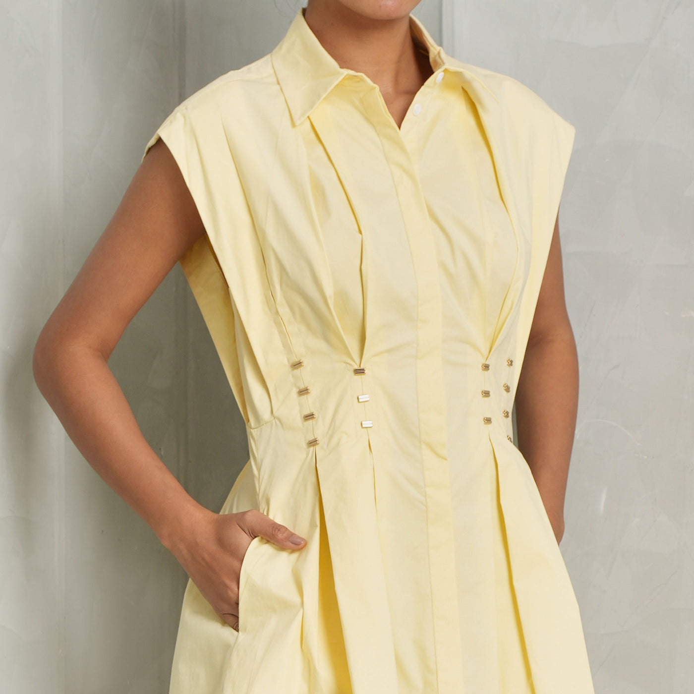 lemon yellow sleeveless mini dress by acler
