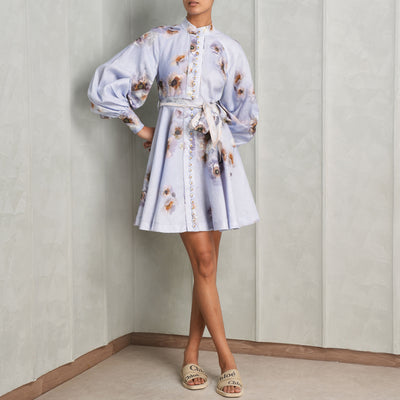 floral buttoned lilac dress zimmermann