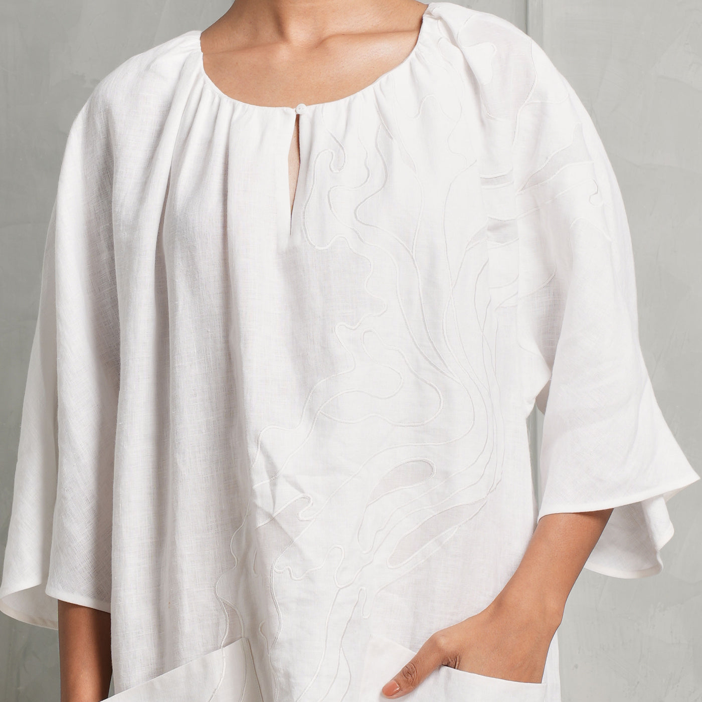 VARANA mini white linen dress