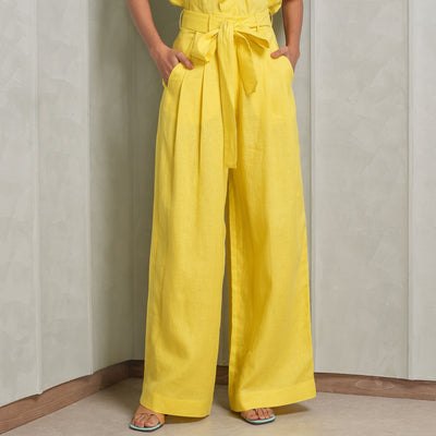 VARANA linen yellow high waisted pants