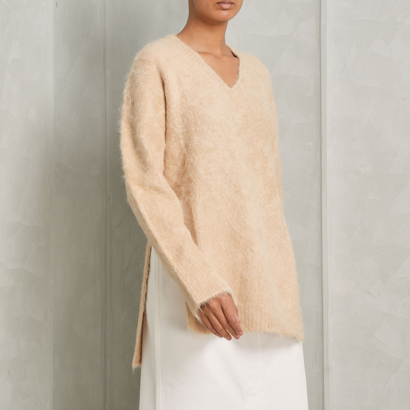 LouLou Beige V Neck Sweater