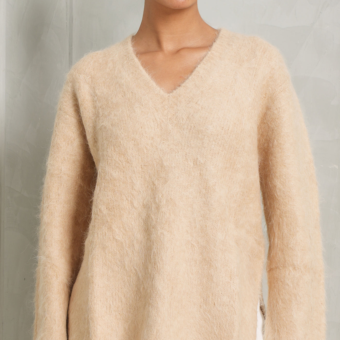 LouLou Beige Goto V Neck Sweater