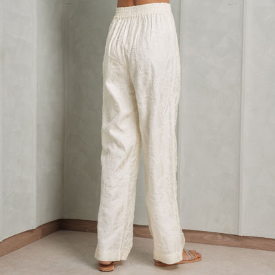 LouLou White Relaxed Embroidered Pants