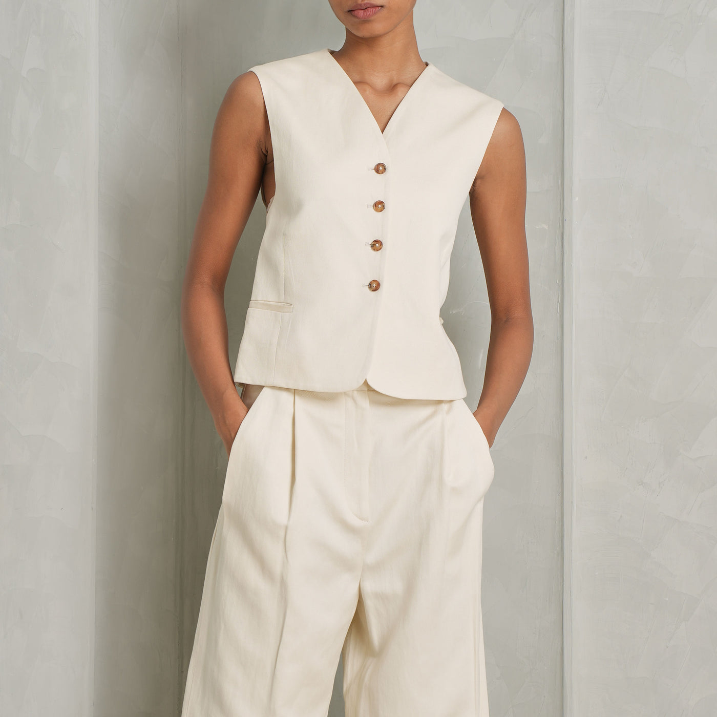 SUMMER VEST by Loulou Studio in Beige