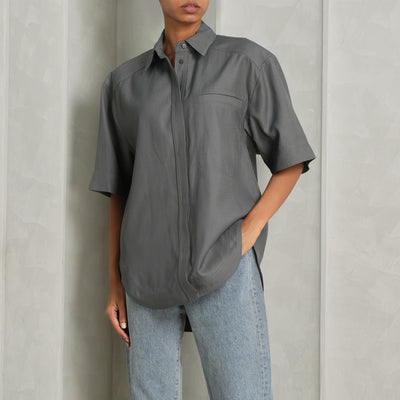 Moheli Collared Shirt in Grey by LOULOU STUDIO