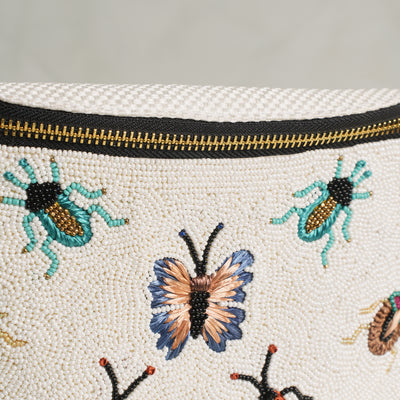 NOMADA beaded Love Bug Belt Bag white