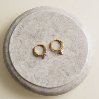 Lilac Reversible Heart Hoops