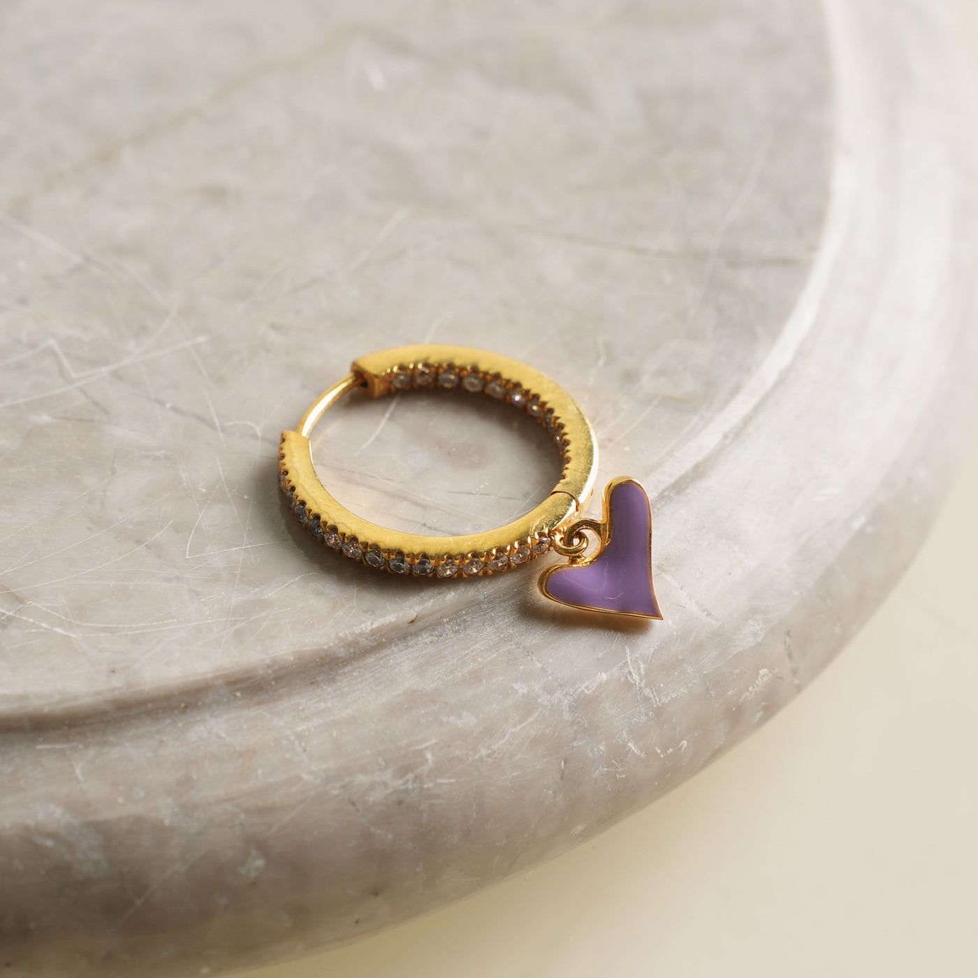 Lilac Reversible Heart Hoops