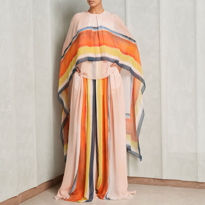 multicolour chiffon pants stripped