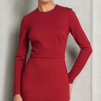 full sleeves long red dress