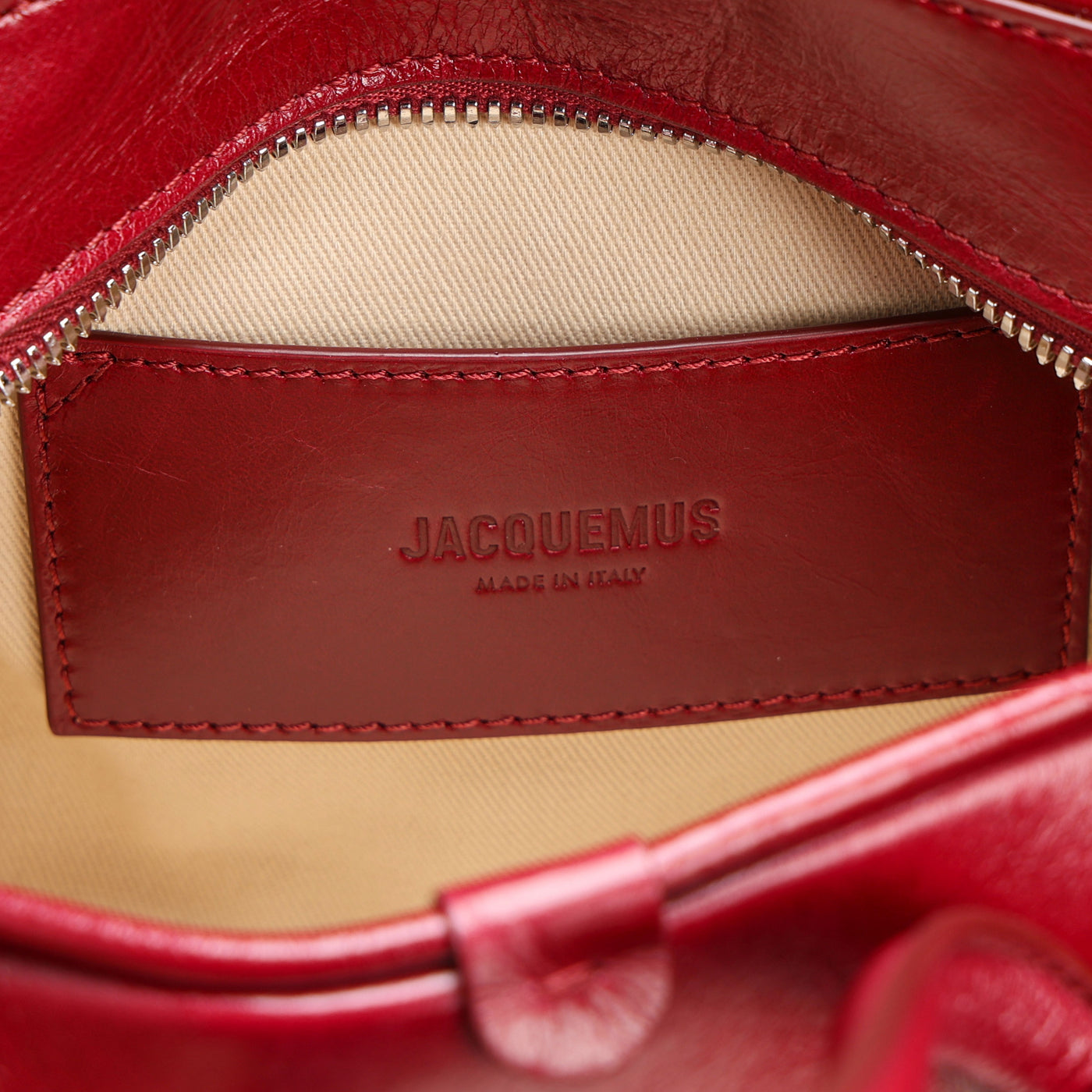 Red leather bag from Jacquemus 