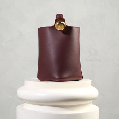 Mini Pebble Bucket Bag Maroon 