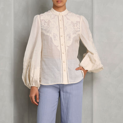 Zimmermann Ottie Embroidered Blouse full sleeves white 