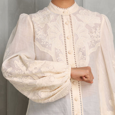 Zimmermann Ottie Embroidered Blouse linen white