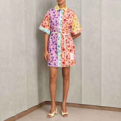 Zimmermann Lightburst Trimmed Shirt Dress multicoloured short 