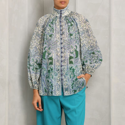 Zimmermann Ottie Billow Blouse full sleeves printed  ramie multicolour