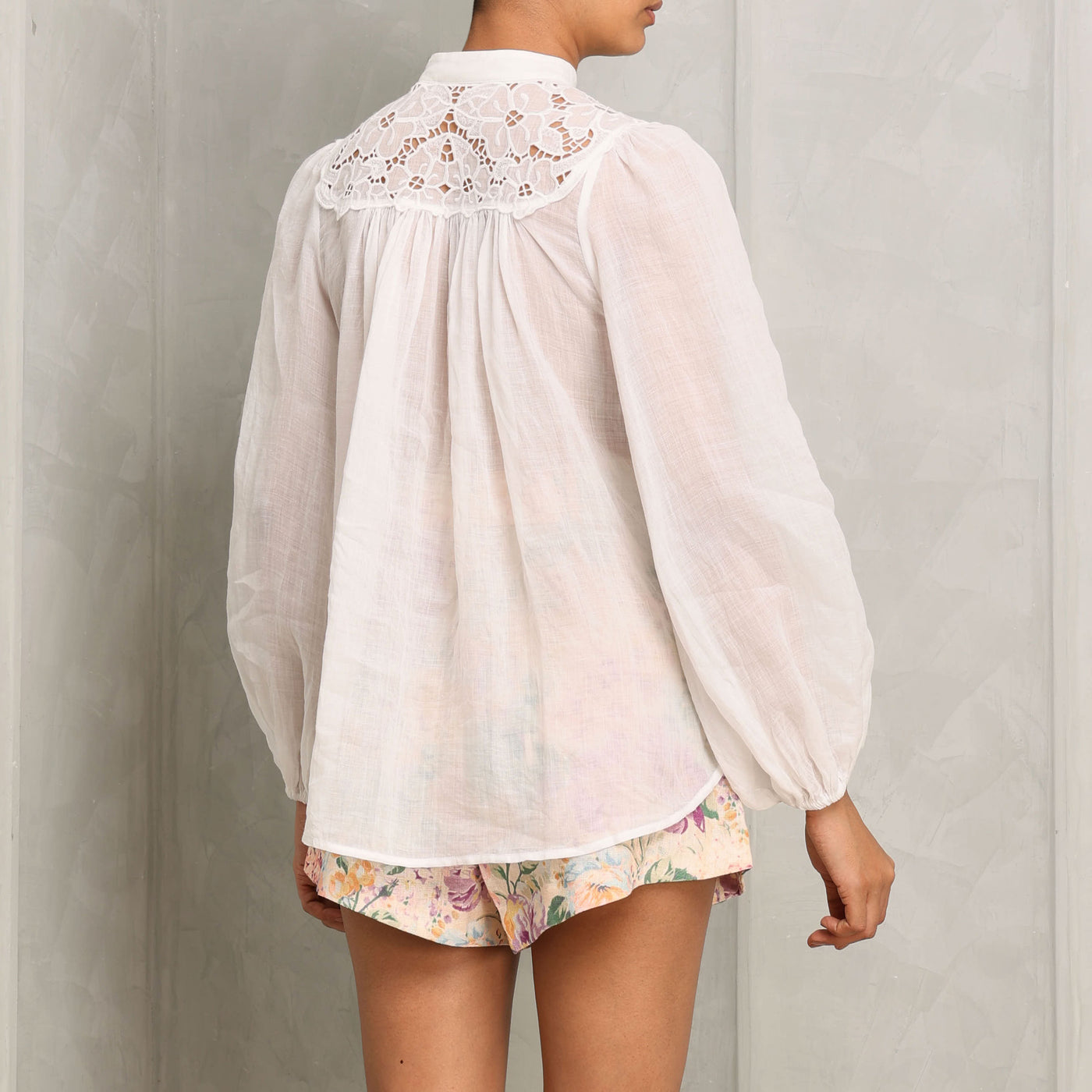 Zimmermann Golden Golden Embroidered Yoke Blouse ramie