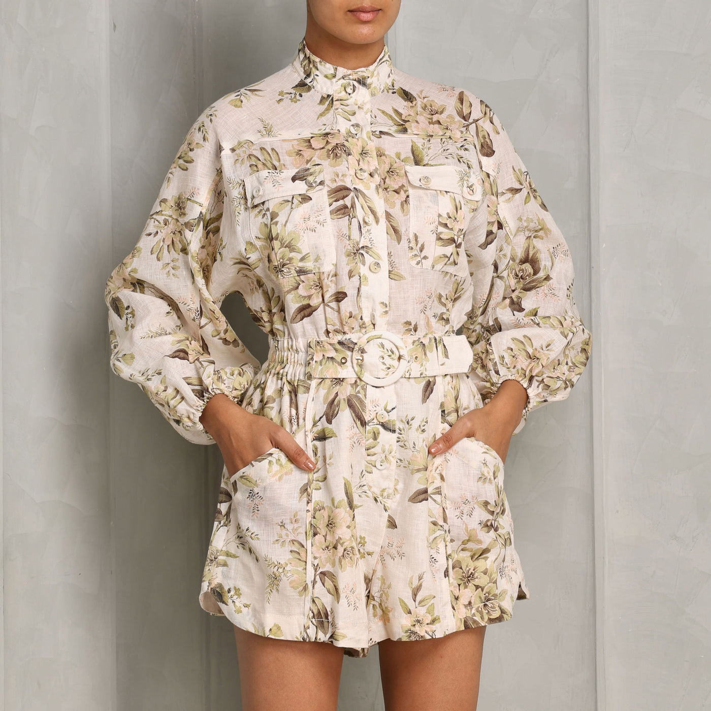 Zimmermann Golden Panelled Playsuit  prints