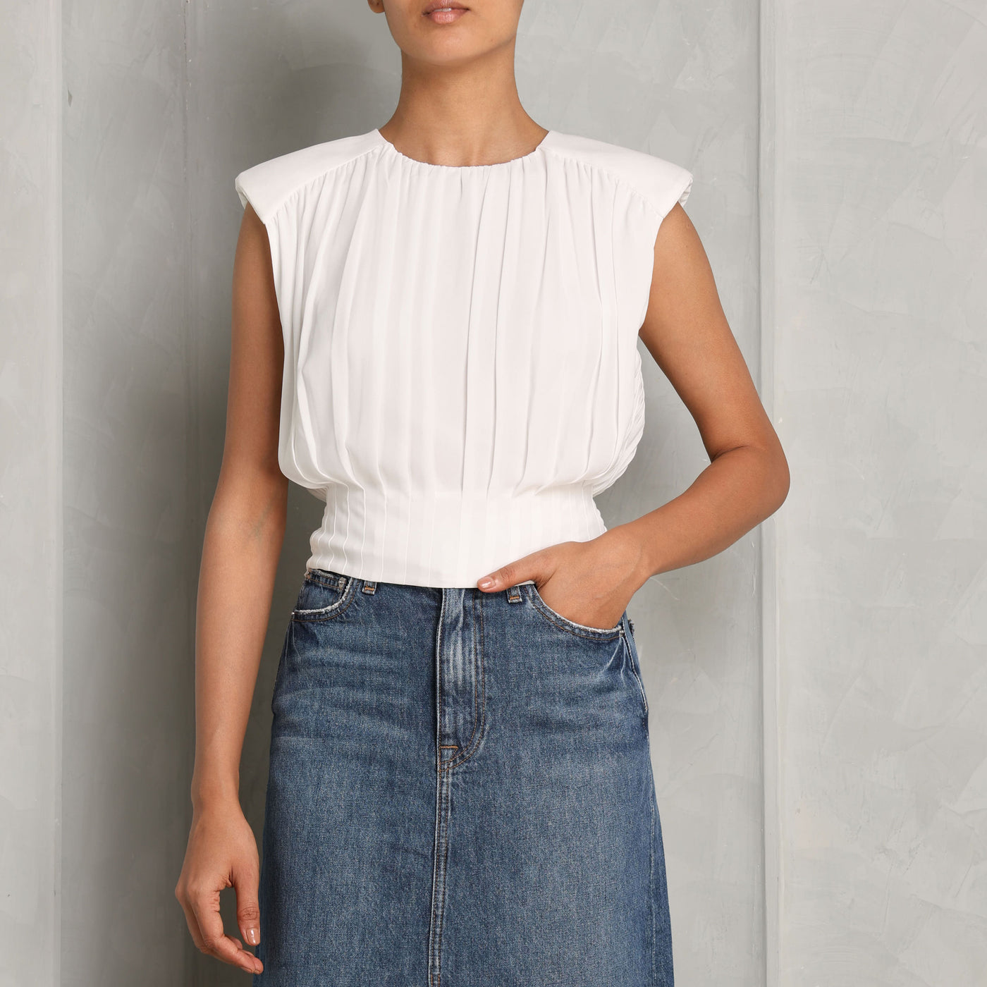 Simkhai Matlida Cropped Top white  simple top