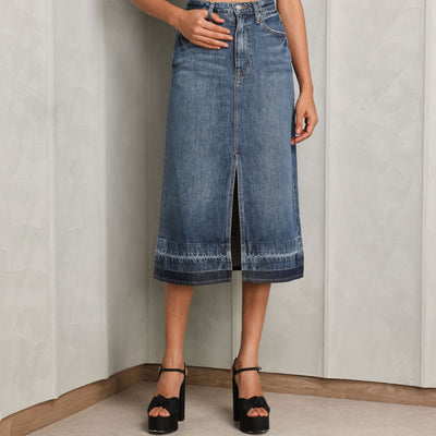 SIMKHAI Della Midi skirt denim designer wear fits