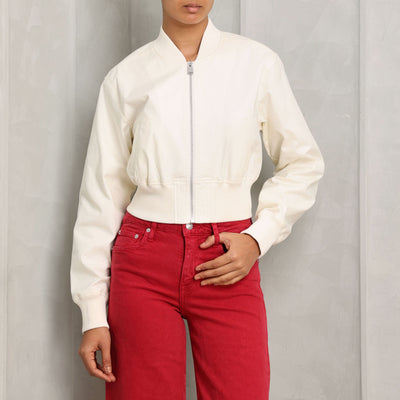 Simkhai Lorenzo Bomber Jacket white  full sleeves