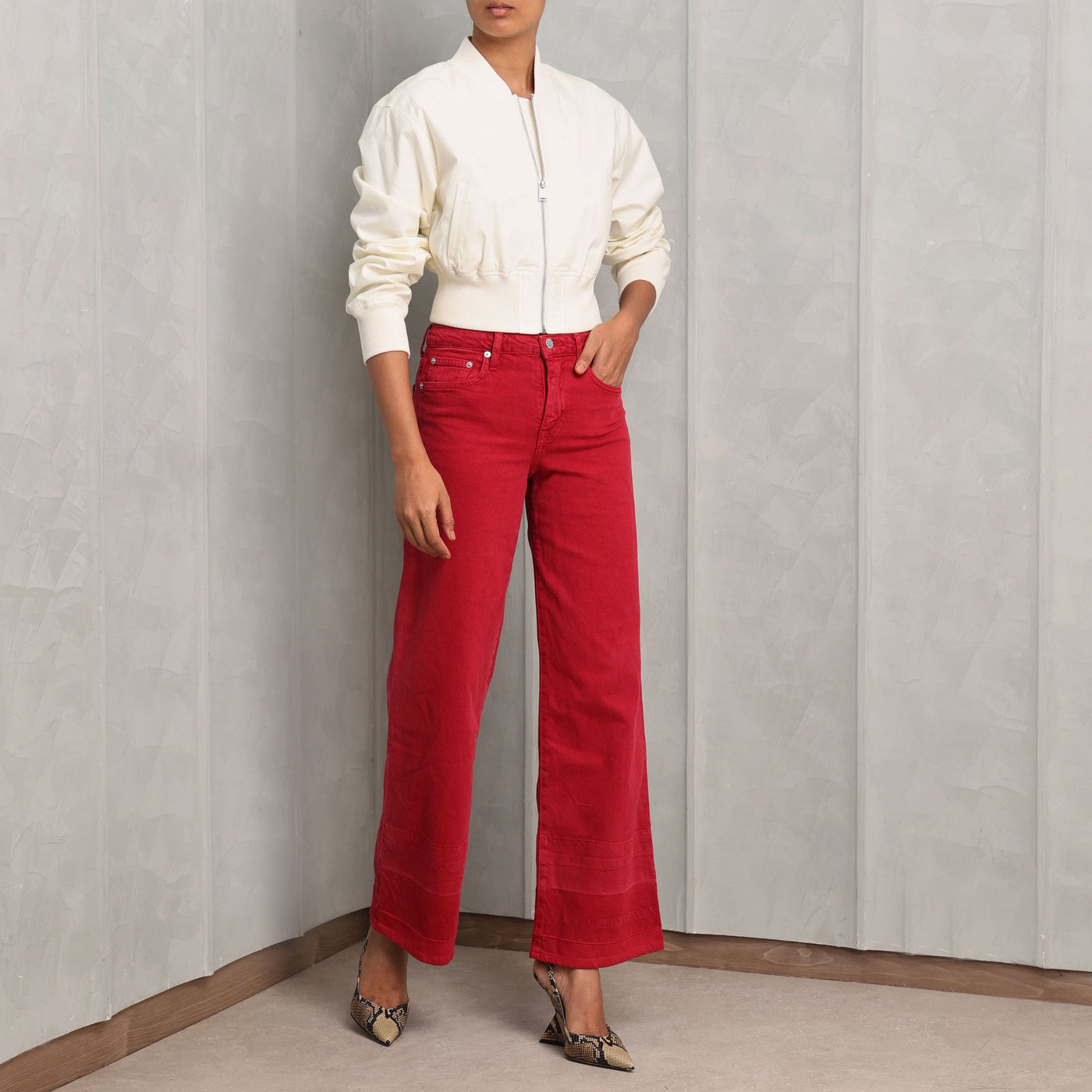 Simkhai Jude straight leg jeans red long cotton elastane