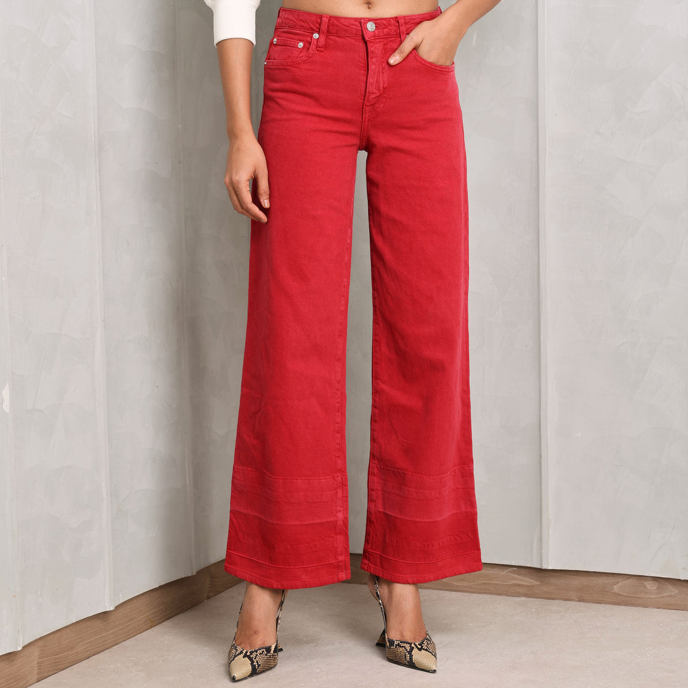 Simkhai Jude straight leg jeans red long bright pop