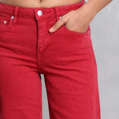 Simkhai Jude straight leg jeans red long luxury fashion