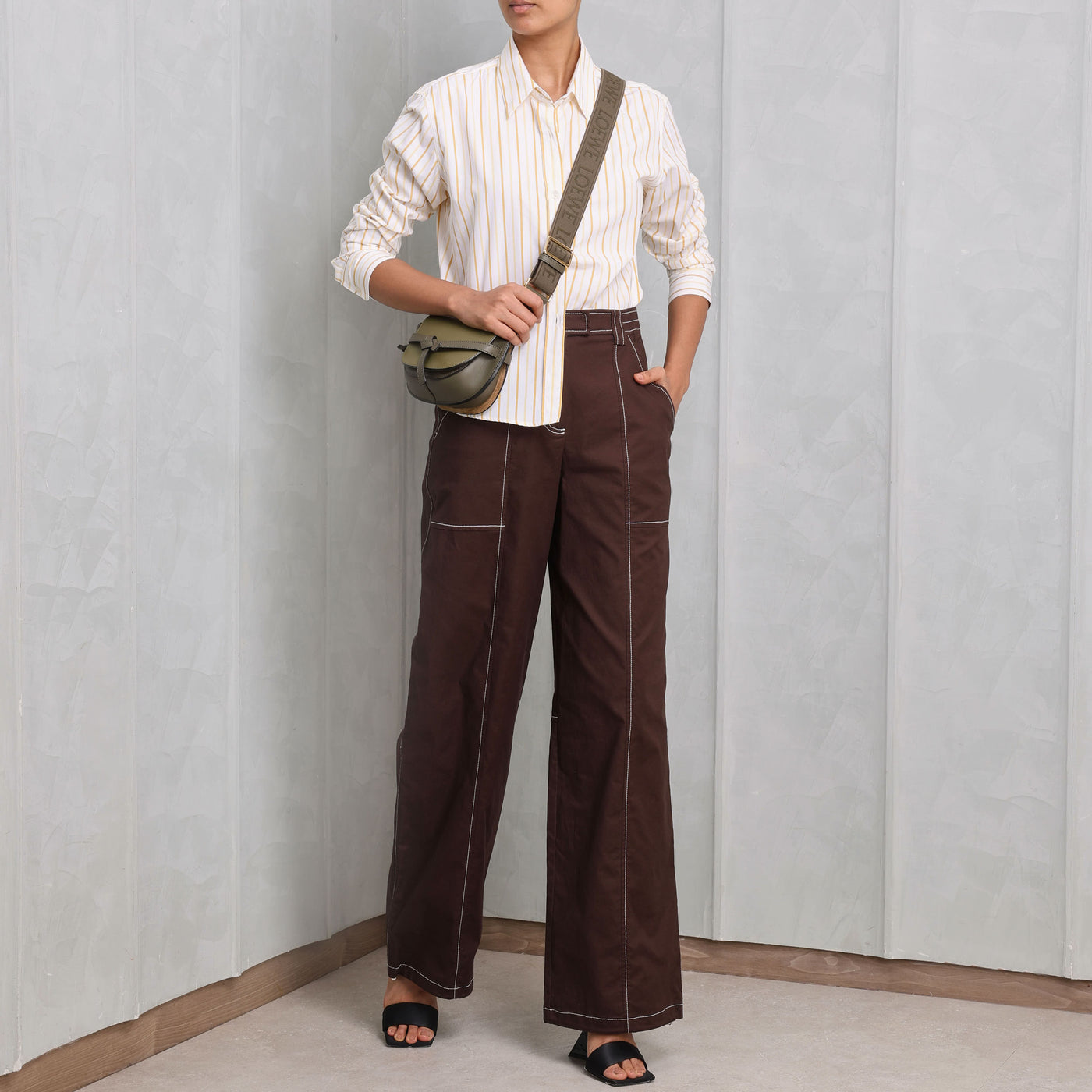 SIMKHAI Delfina Cargo Pants brown long cotton spandex