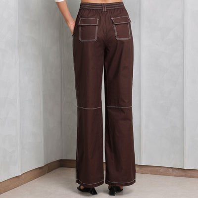 SIMKHAI Delfina Cargo Pants brown long fit