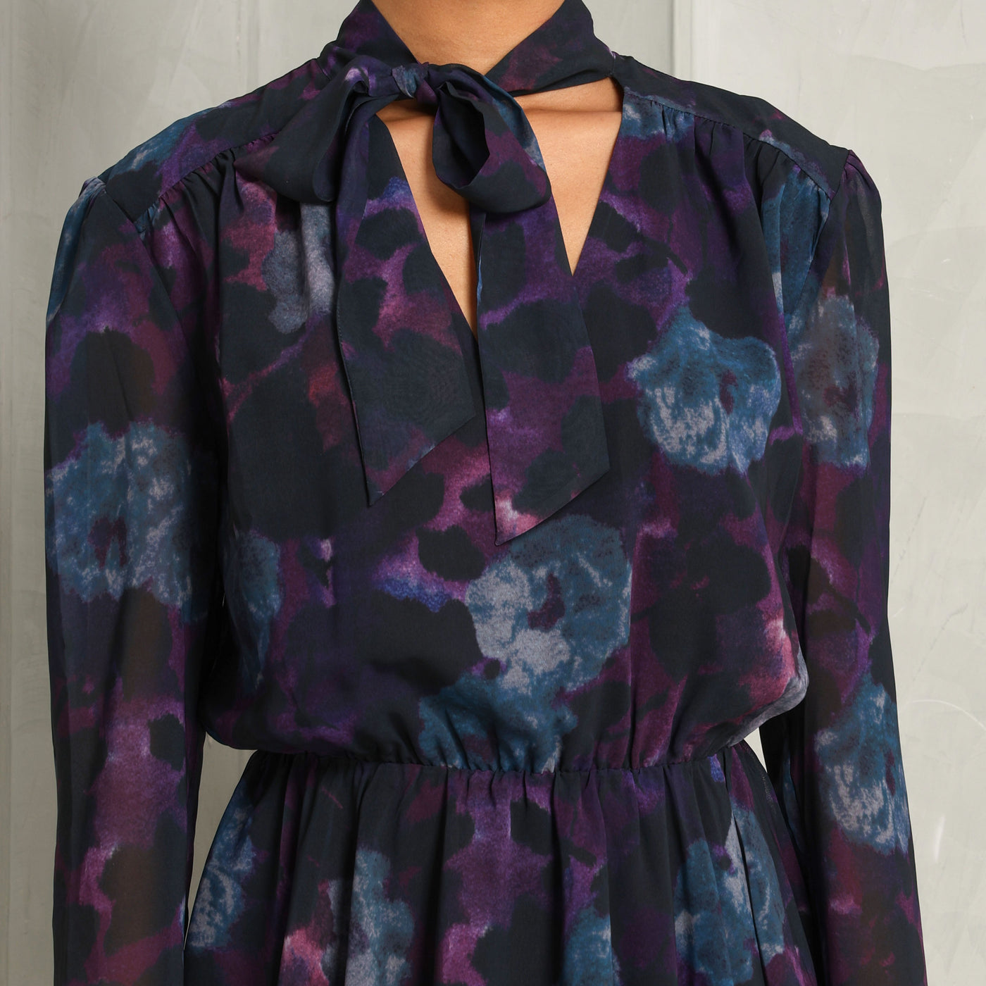 ROTATE Birger Christensen Purple Chiffon Flowy Mini Dress